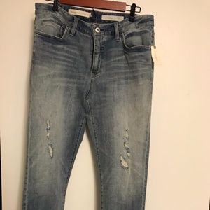 Red Tassel Hem Boyfriend Fit Jeans